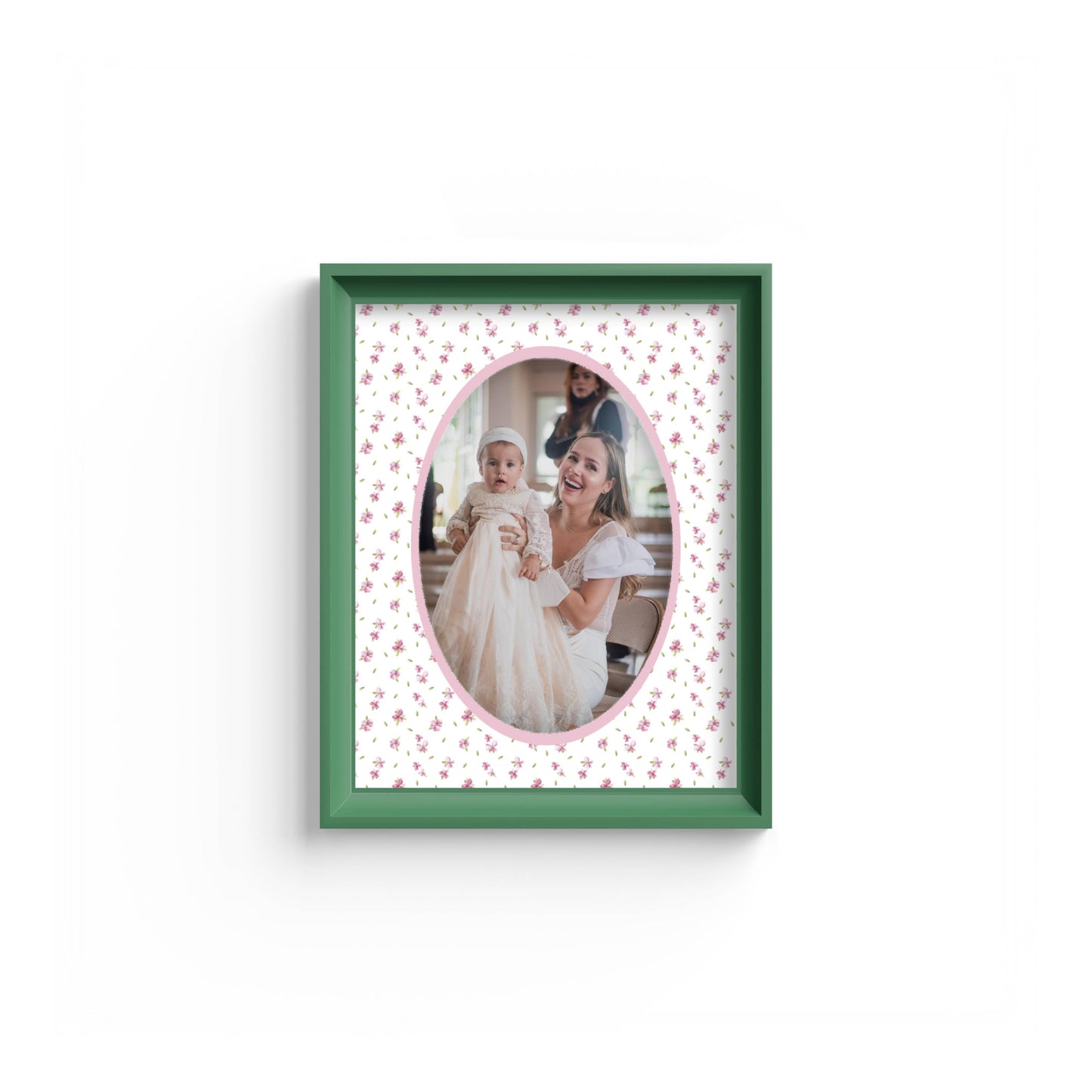 Floral Photo Mount - mount for picture frame - green frame - wall hanging - Coeur et Maman