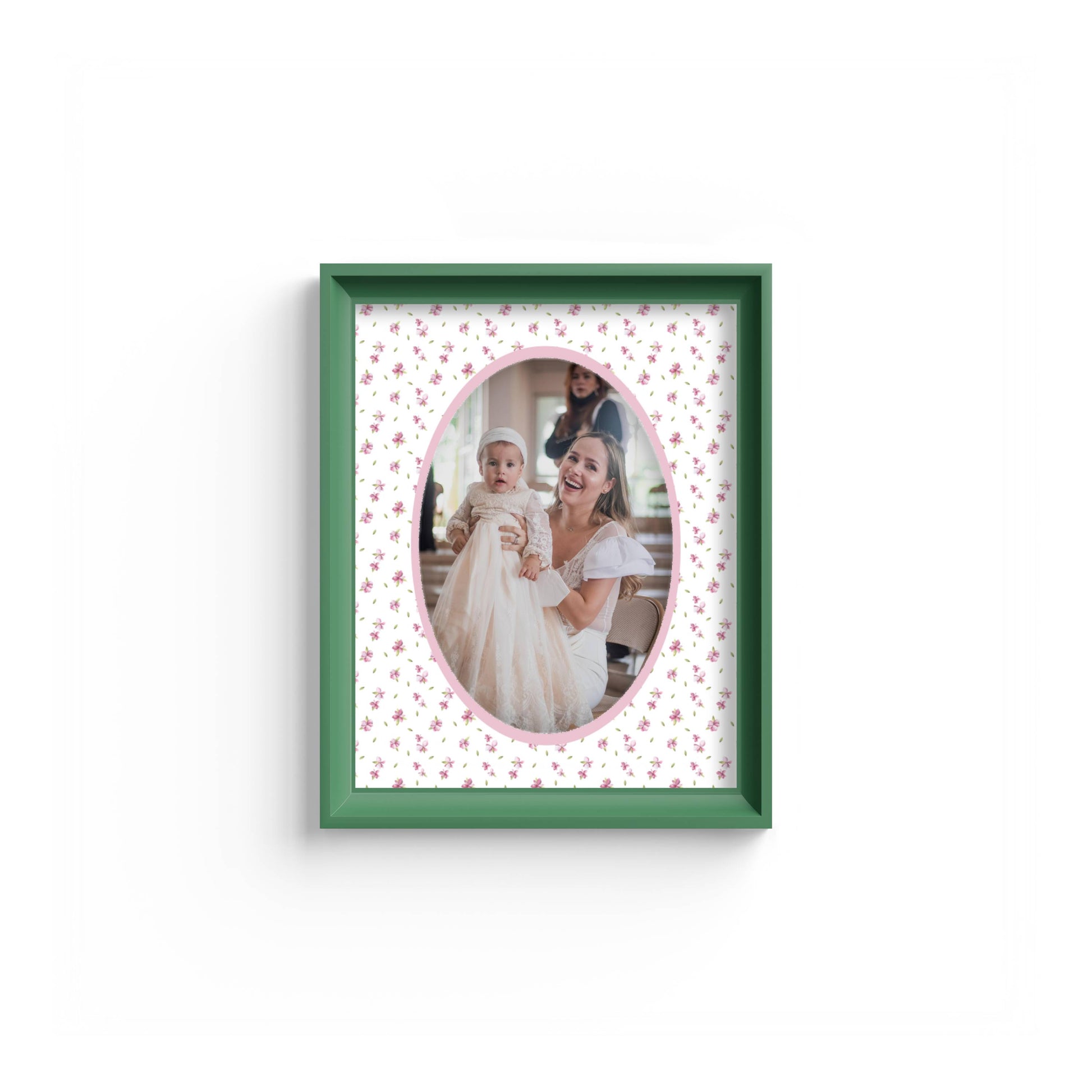 Floral Photo Mount - mount for picture frame - green frame - wall hanging - Coeur et Maman