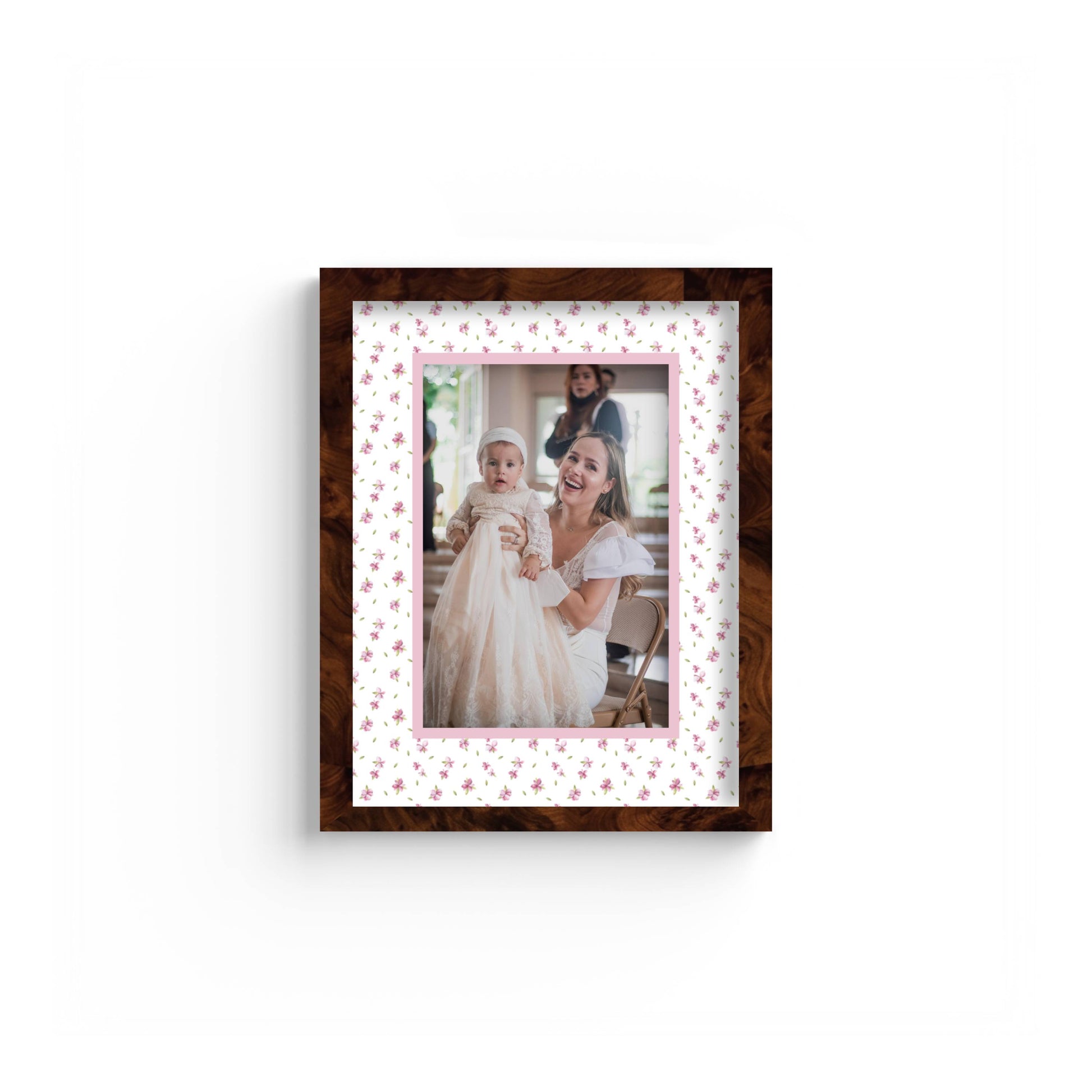 Floral Photo Mount - custom photo mat for framing -burlwood frame - wall hanging - Coeur et Maman