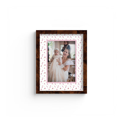 Floral Photo Mount - custom photo mat for framing -burlwood frame - wall hanging - Coeur et Maman
