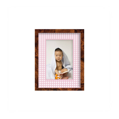 Gingham Photo Mount - custom photo mat for framing christening photos - modern christening gifts - burlwood frame - wall hanging - Coeur et Maman