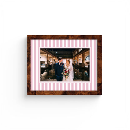 Medium Stripes Photo Mount - custom photo mat for framing -burlwood frame - wall hanging - Coeur et Maman