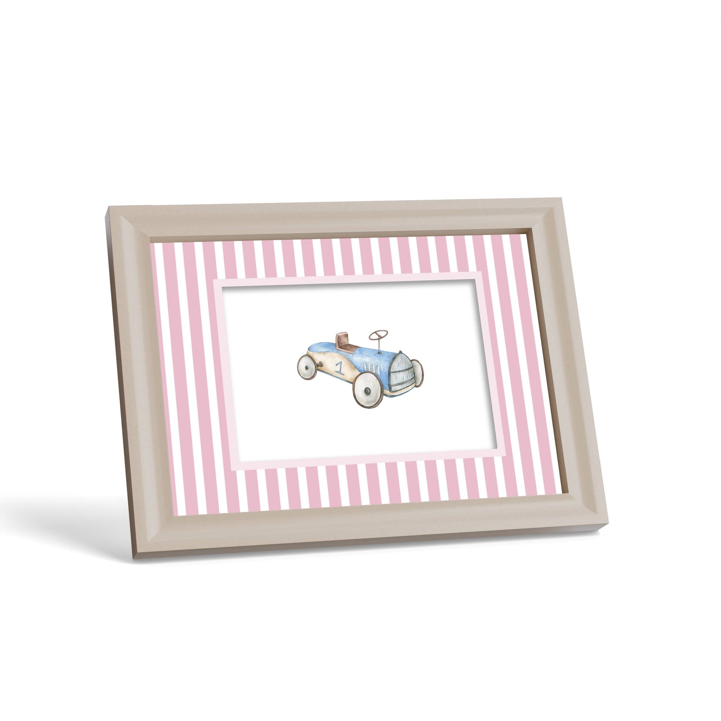 Medium Stripes Photo Mount - custom photo mat for framing - cream frame - surface leaning - Coeur et Maman