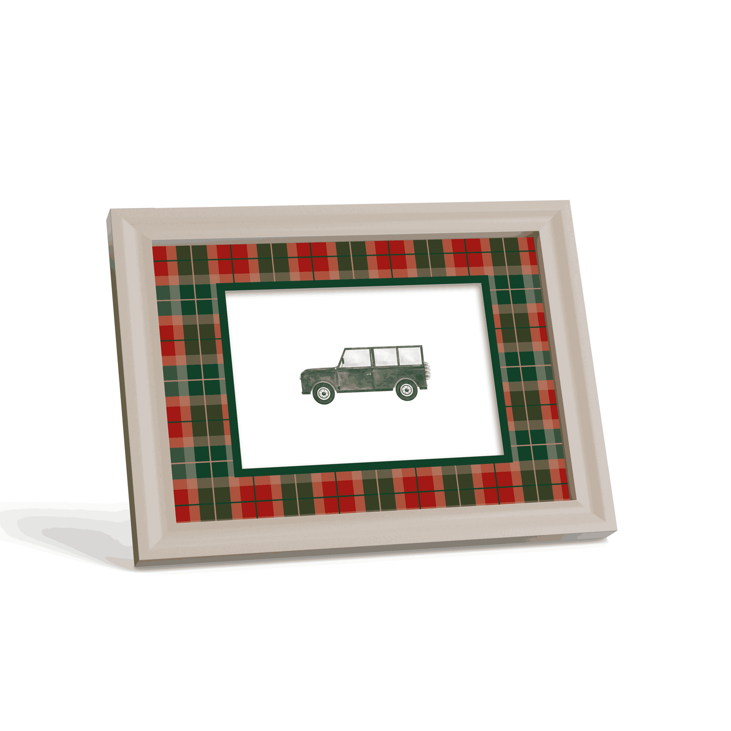 Campbell of Cawdor Tartan Photo Mount - custom photo mat for framing - cream frame - surface leaning - Coeur et Maman