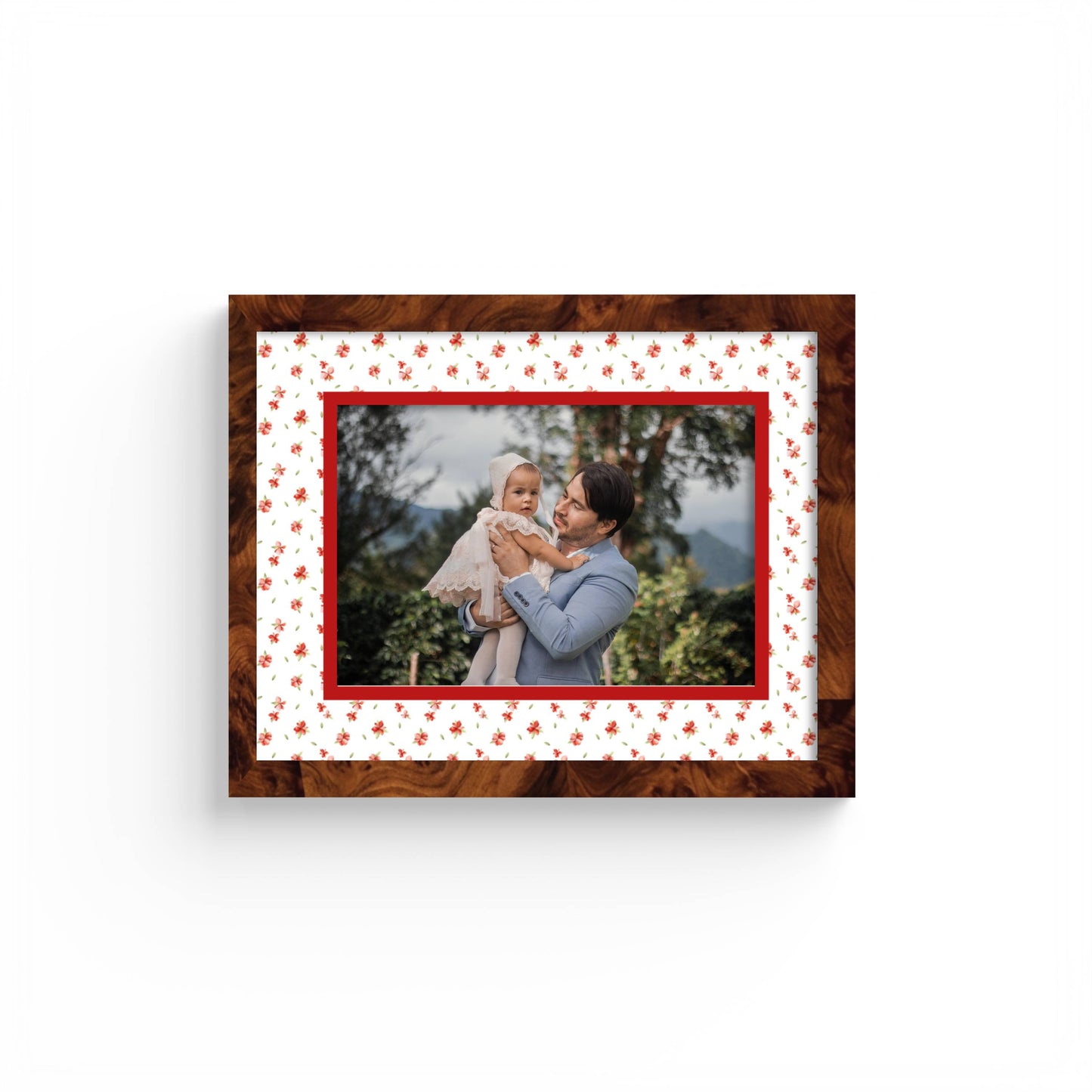 Floral Photo Mount - custom photo mat for framing -burlwood frame - wall hanging - Coeur et Maman