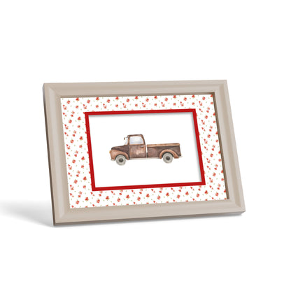 Floral Photo Mount - custom photo mat for framing - cream frame - surface leaning - Coeur et Maman