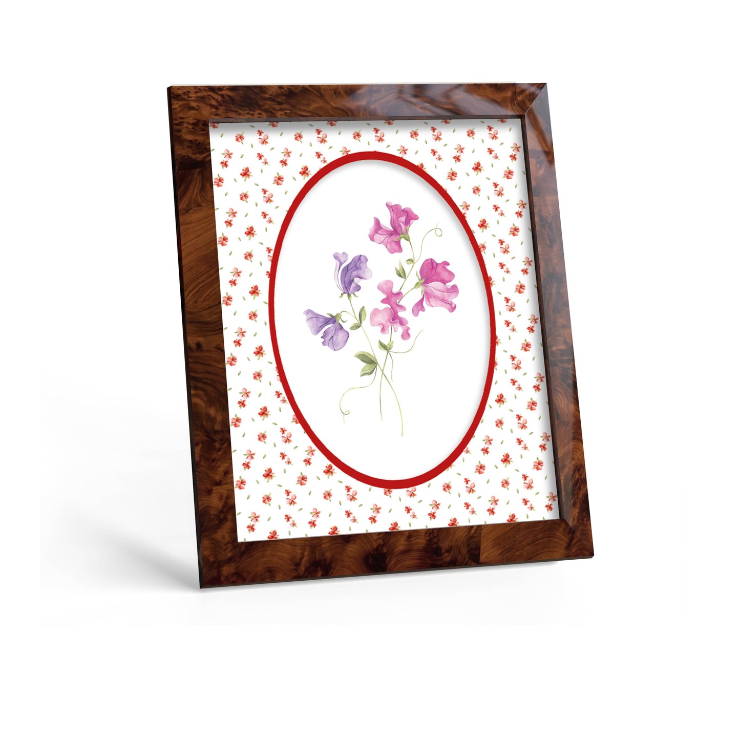 Floral Photo Mount - custom photo mat for framing -burlwood frame - wall hanging - Coeur et Maman