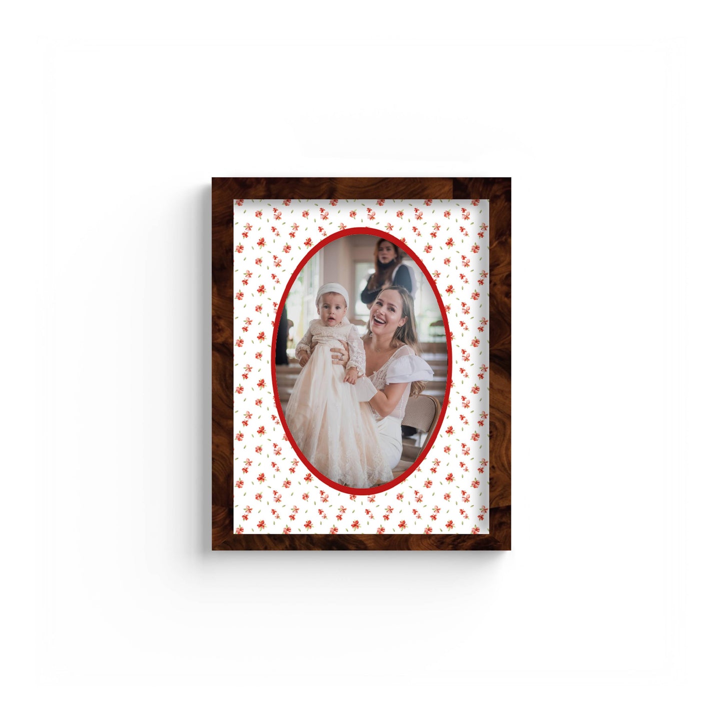 Floral Photo Mount - custom photo mat for framing -burlwood frame - wall hanging - Coeur et Maman