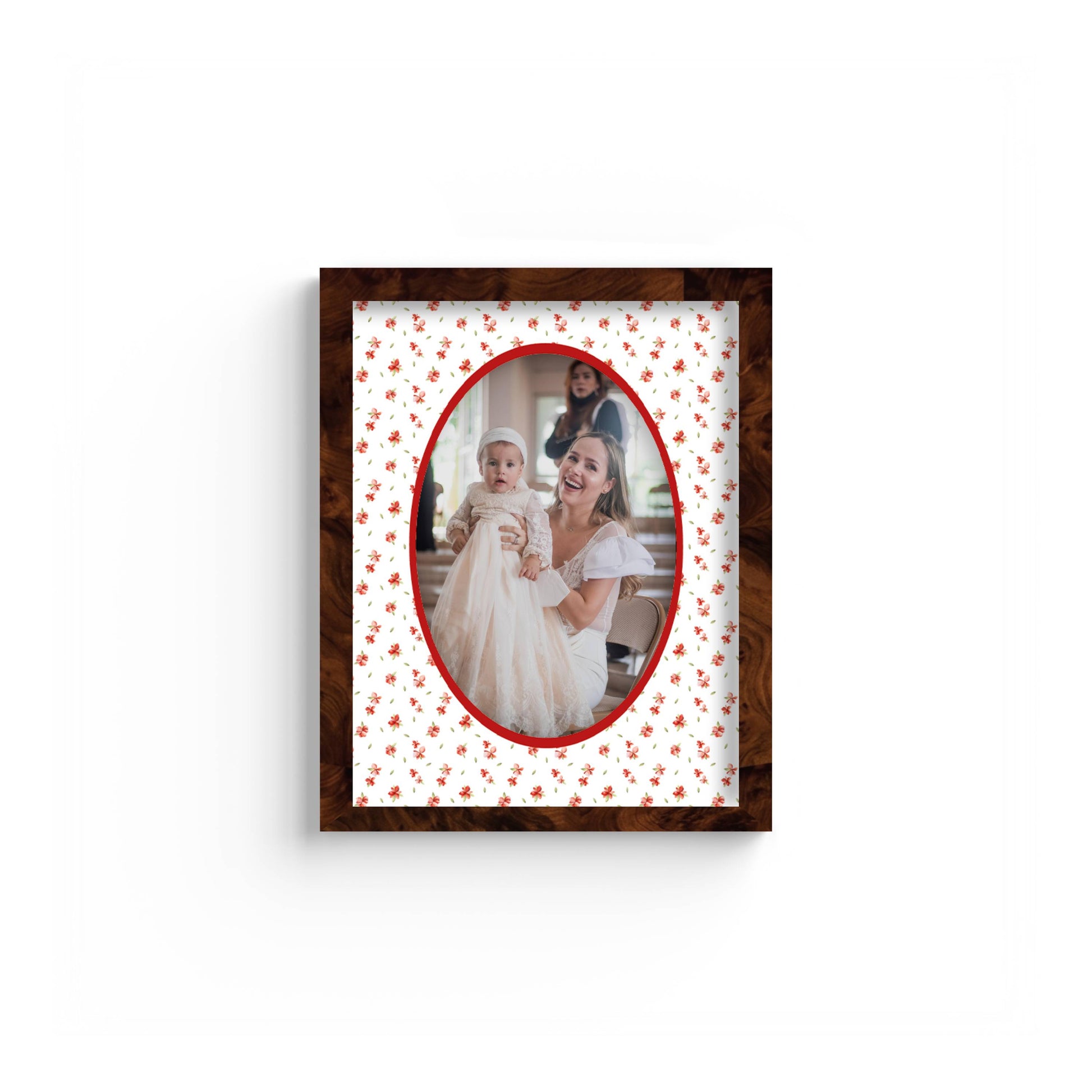 Floral Photo Mount - custom photo mat for framing -burlwood frame - wall hanging - Coeur et Maman
