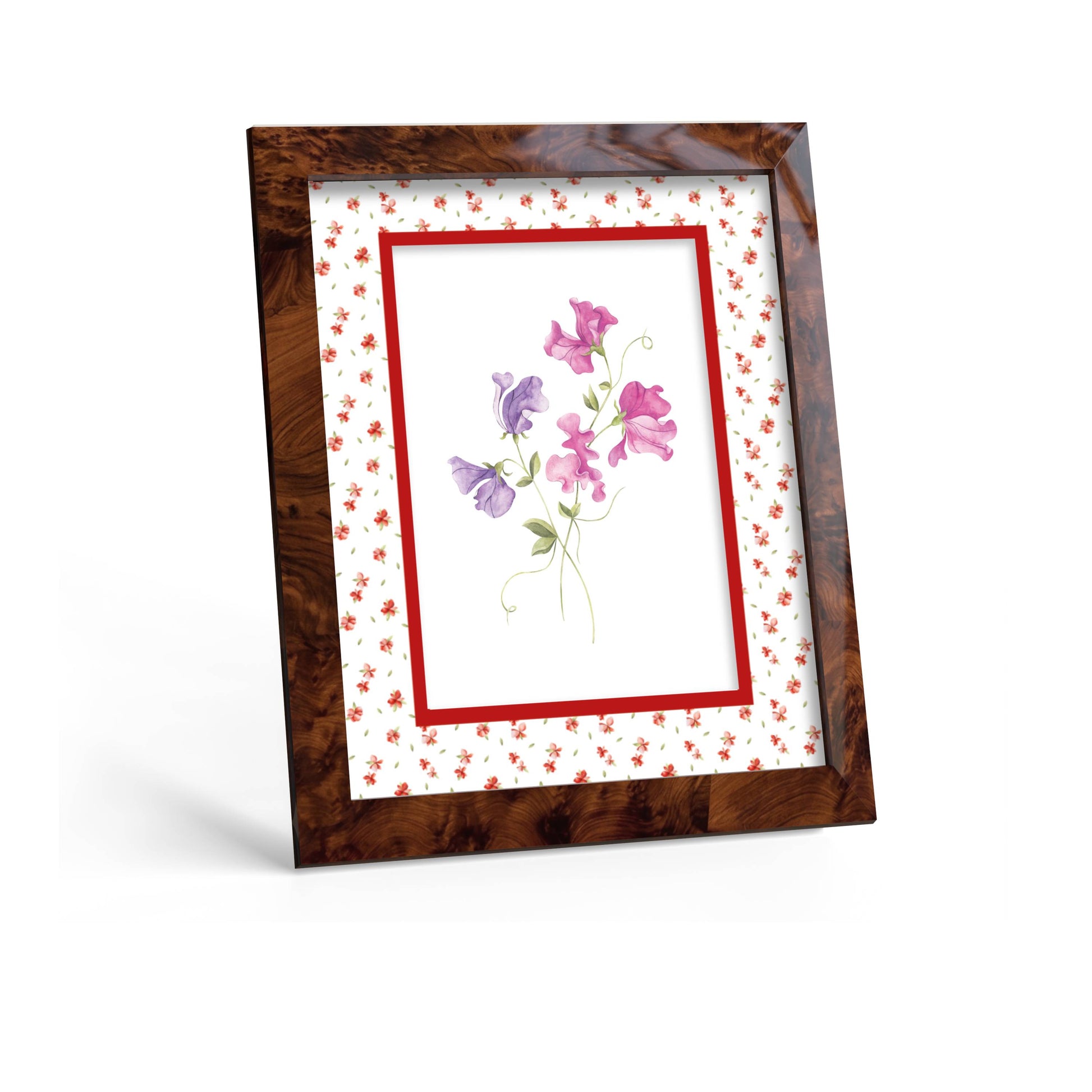 Floral Photo Mount - custom photo mat for framing -burlwood frame - wall hanging - Coeur et Maman