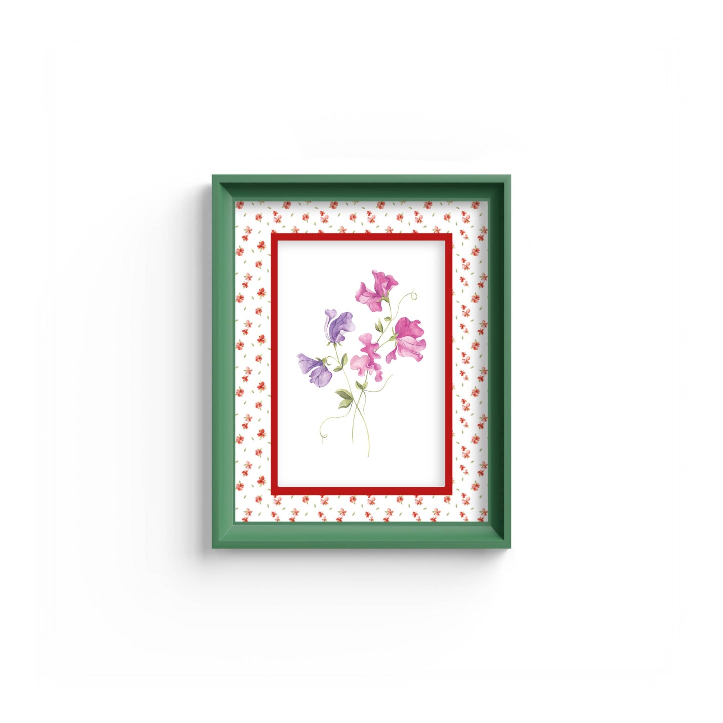 Floral Photo Mount - mount for picture frame - green frame - wall hanging - Coeur et Maman