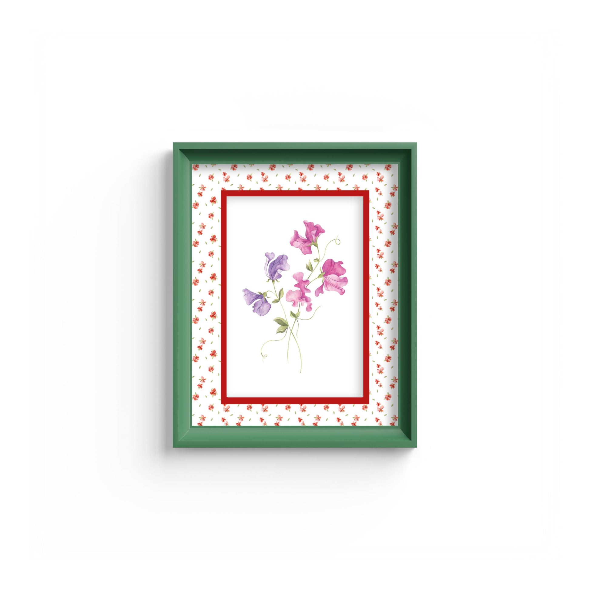 Floral Photo Mount - mount for picture frame - green frame - wall hanging - Coeur et Maman