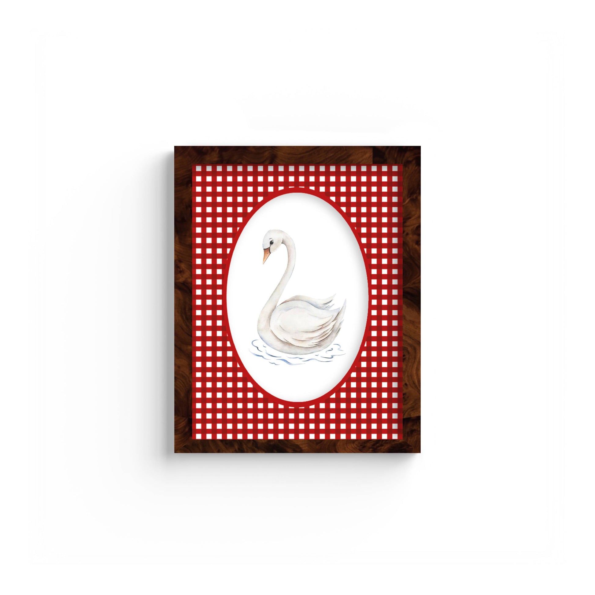 Gingham Photo Mount - custom photo mat for framing -burlwood frame - wall hanging - Coeur et Maman