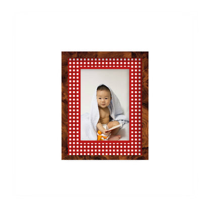 Gingham Photo Mount - custom photo mat for framing -burlwood frame - wall hanging - Coeur et Maman