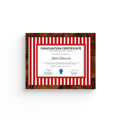 Medium Stripes Photo Mount - custom photo mat for framing graduation certificates - burlwood frame - wall hanging - Coeur et Maman