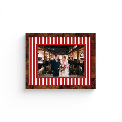 Medium Stripes Photo Mount - custom photo mat for framing graduation certificates - burlwood frame - wall hanging - Coeur et Maman