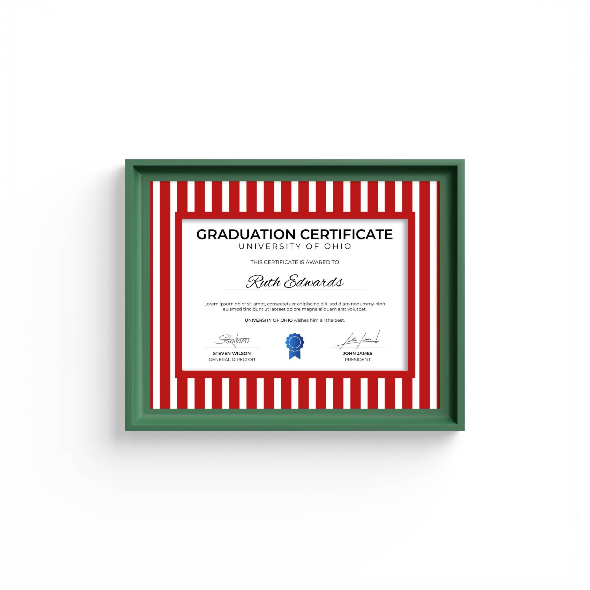 Medium Stripes Photo Mount - mount for picture frame for graduation certificates - green frame - wall hanging - Coeur et Maman