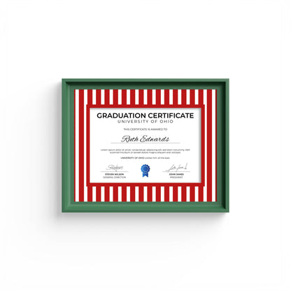 Medium Stripes Photo Mount - mount for picture frame for graduation certificates - green frame - wall hanging - Coeur et Maman