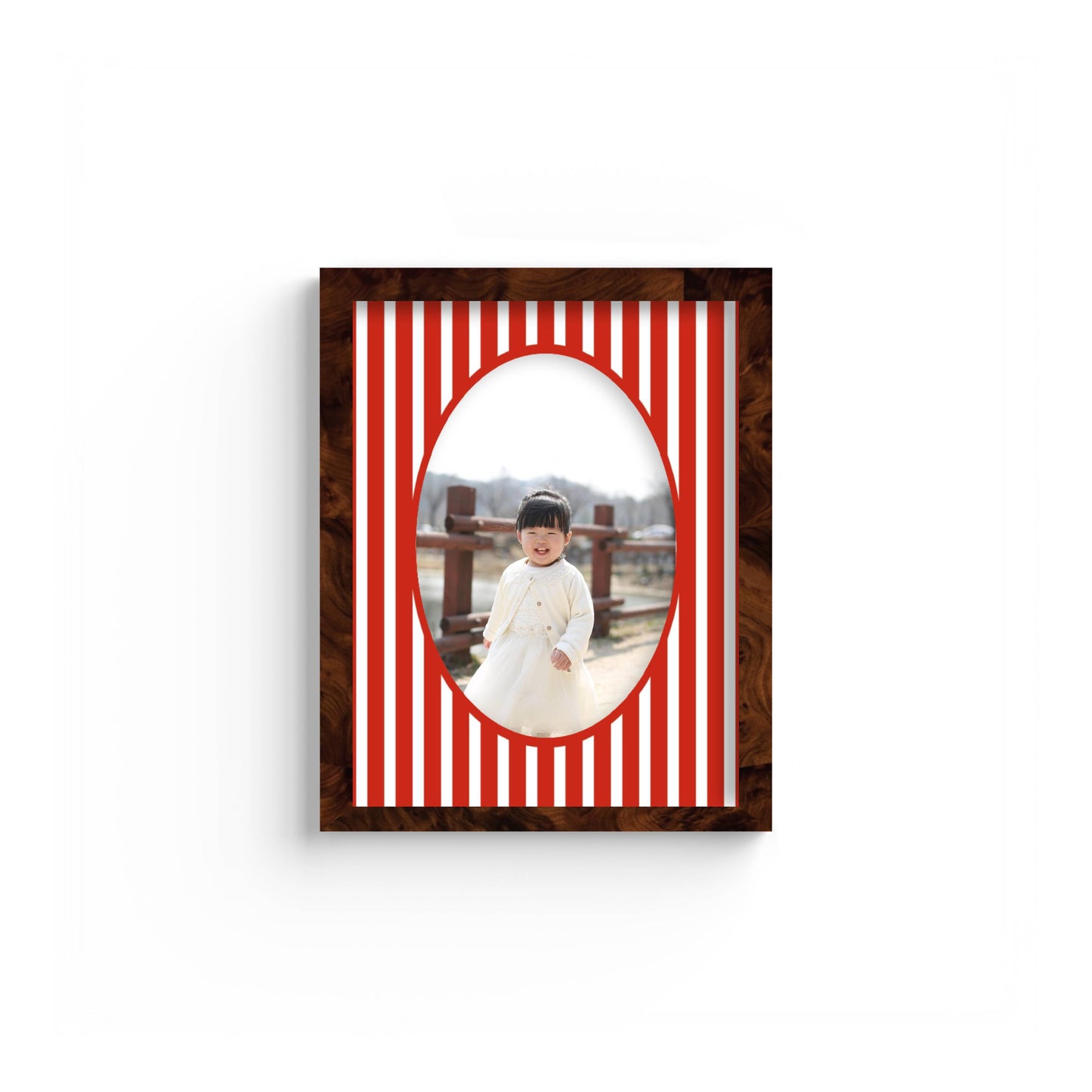 Medium Stripes Photo Mount - custom photo mat for framing -burlwood frame - wall hanging - Coeur et Maman