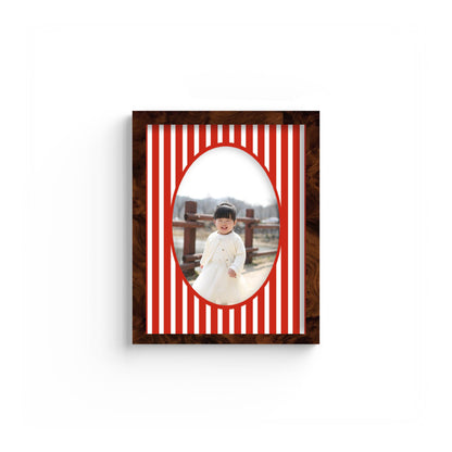 Medium Stripes Photo Mount - custom photo mat for framing -burlwood frame - wall hanging - Coeur et Maman