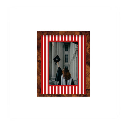 Medium Stripes Photo Mount - custom photo mat for framing graduation certificates - burlwood frame - wall hanging - Coeur et Maman