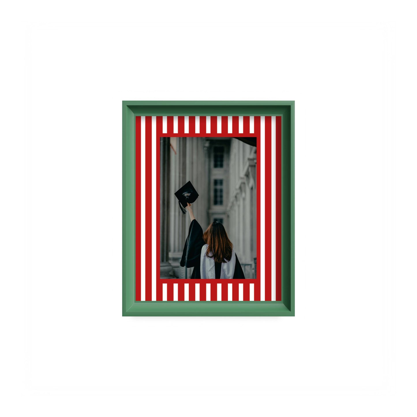 Medium Stripes Photo Mount - mount for picture frame for graduation certificates - green frame - wall hanging - Coeur et Maman