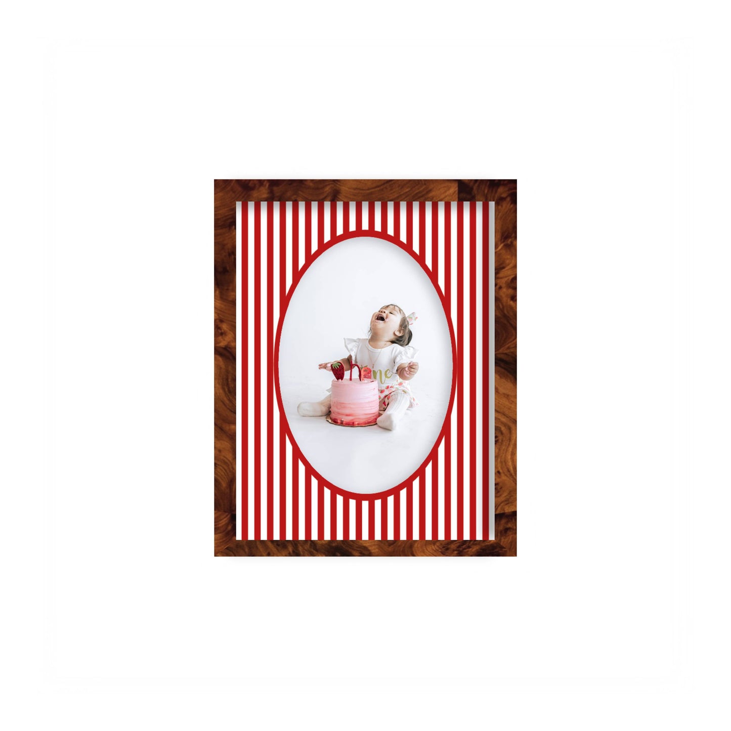 Small Stripes Photo Mount - custom photo mat for framing -burlwood frame - wall hanging - Coeur et Maman