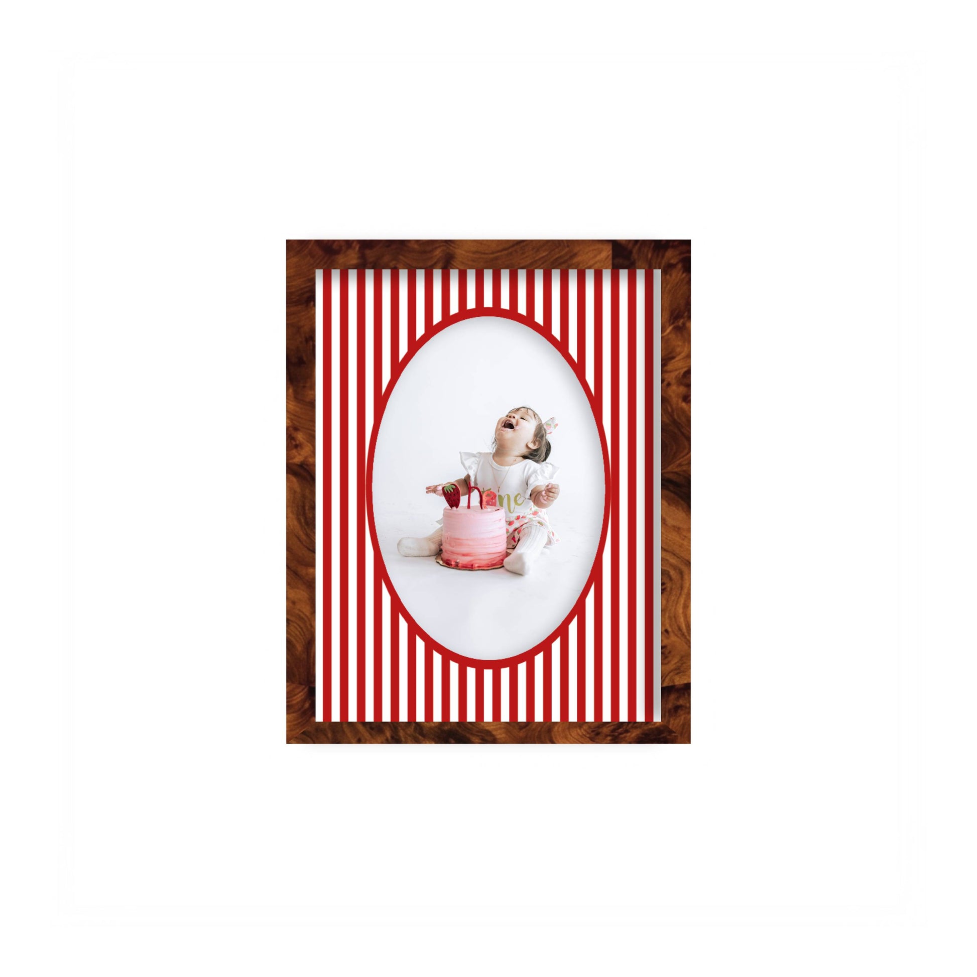 Small Stripes Photo Mount - custom photo mat for framing -burlwood frame - wall hanging - Coeur et Maman
