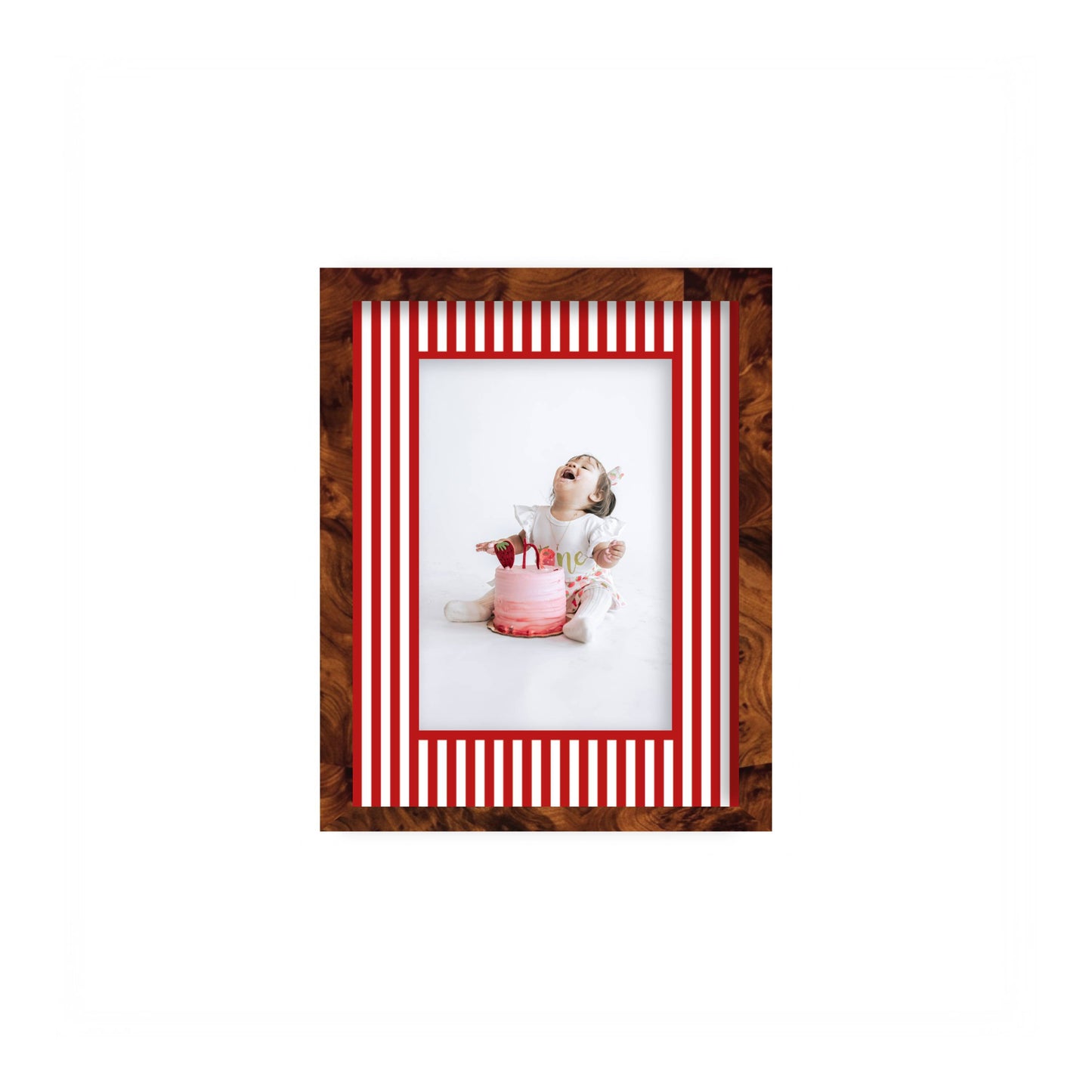 Small Stripes Photo Mount - custom photo mat for framing -burlwood frame - wall hanging - Coeur et Maman