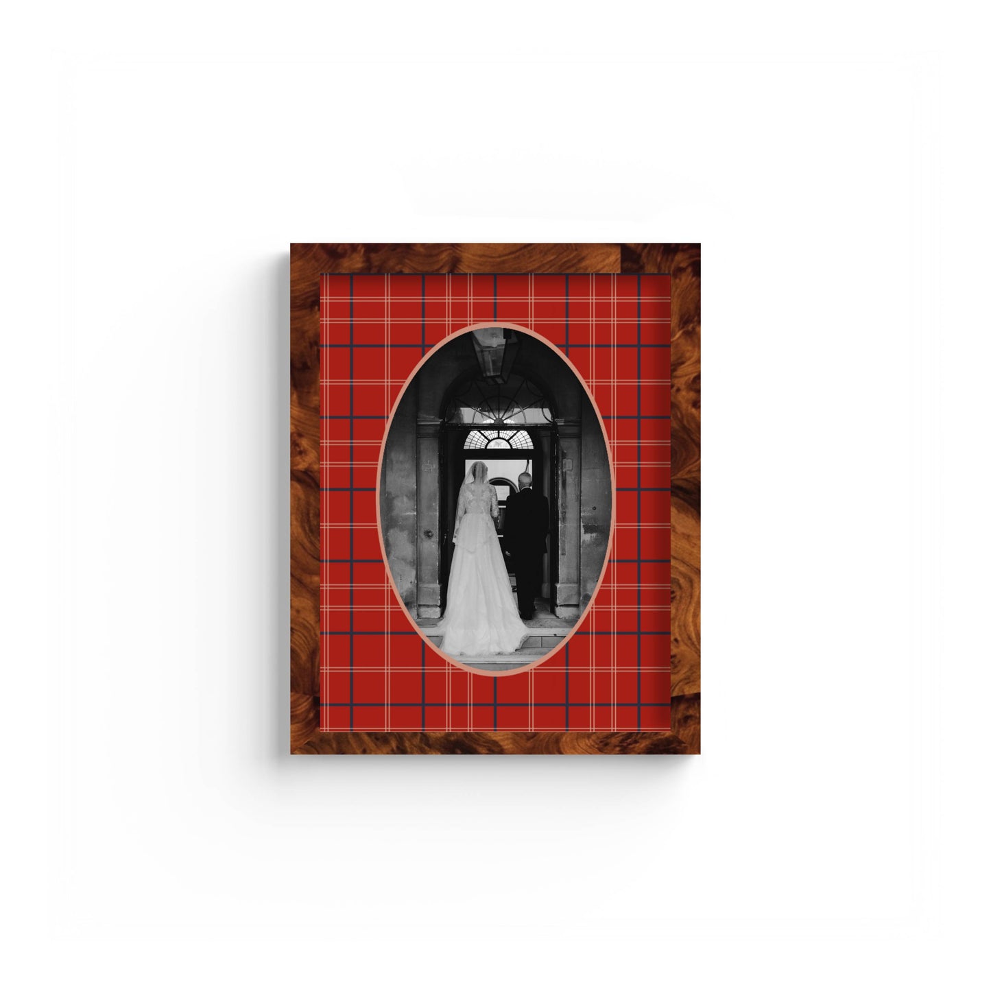 Tartan Photo Mount - custom photo mat for framing -burlwood frame - wall hanging - Coeur et Maman