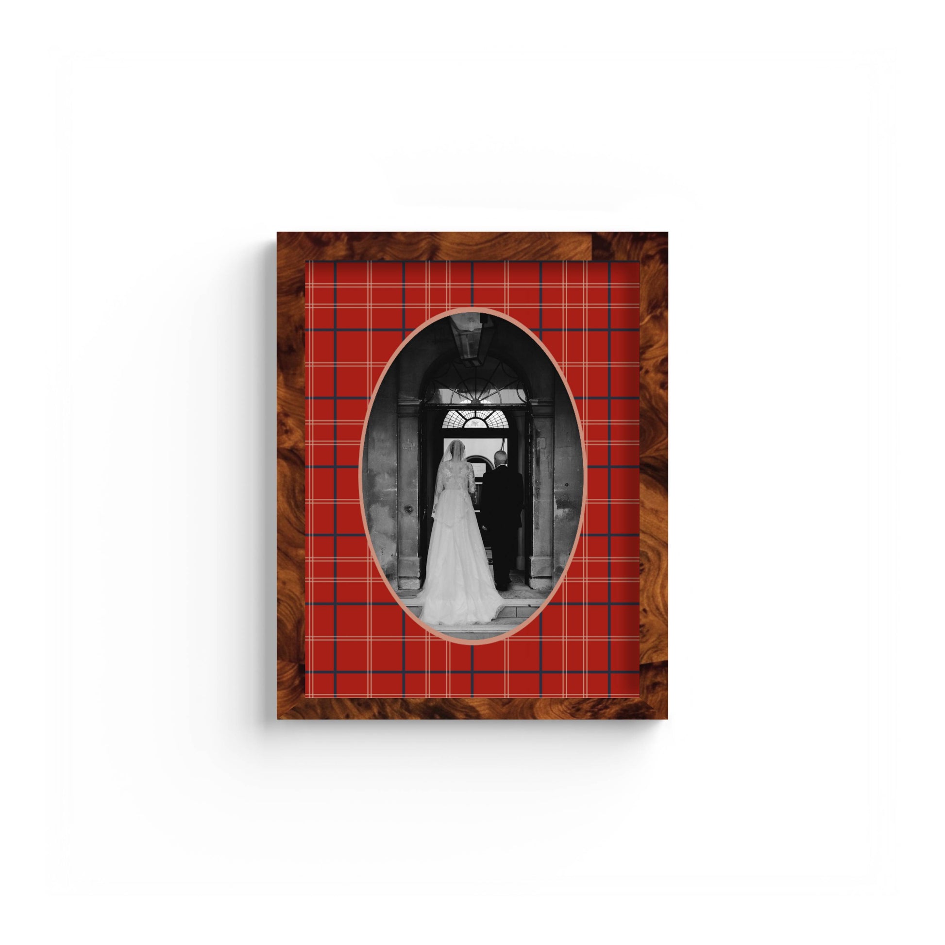 Tartan Photo Mount - custom photo mat for framing -burlwood frame - wall hanging - Coeur et Maman