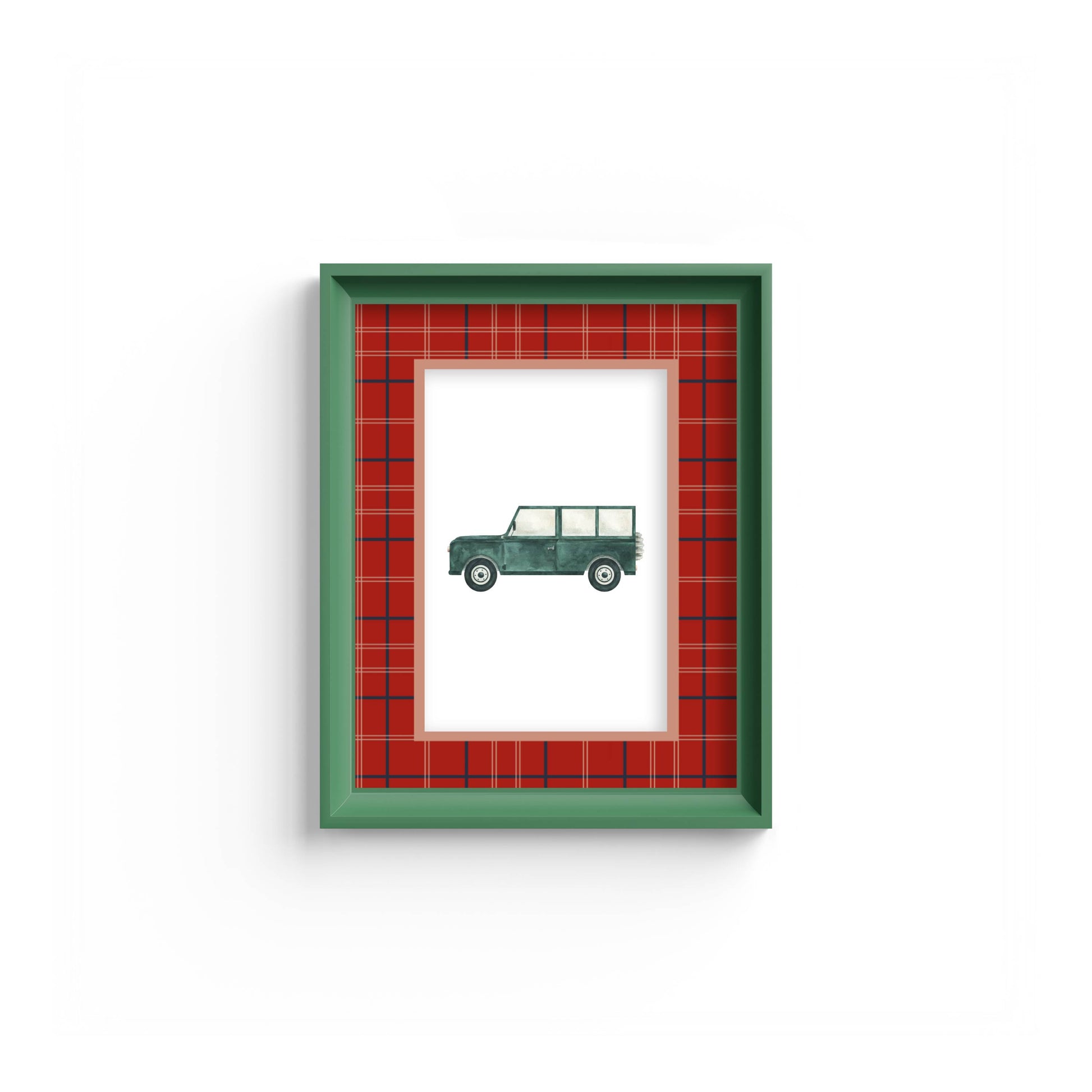 Tartan Photo Mount - mount for picture frame - green frame - wall hanging - Coeur et Maman