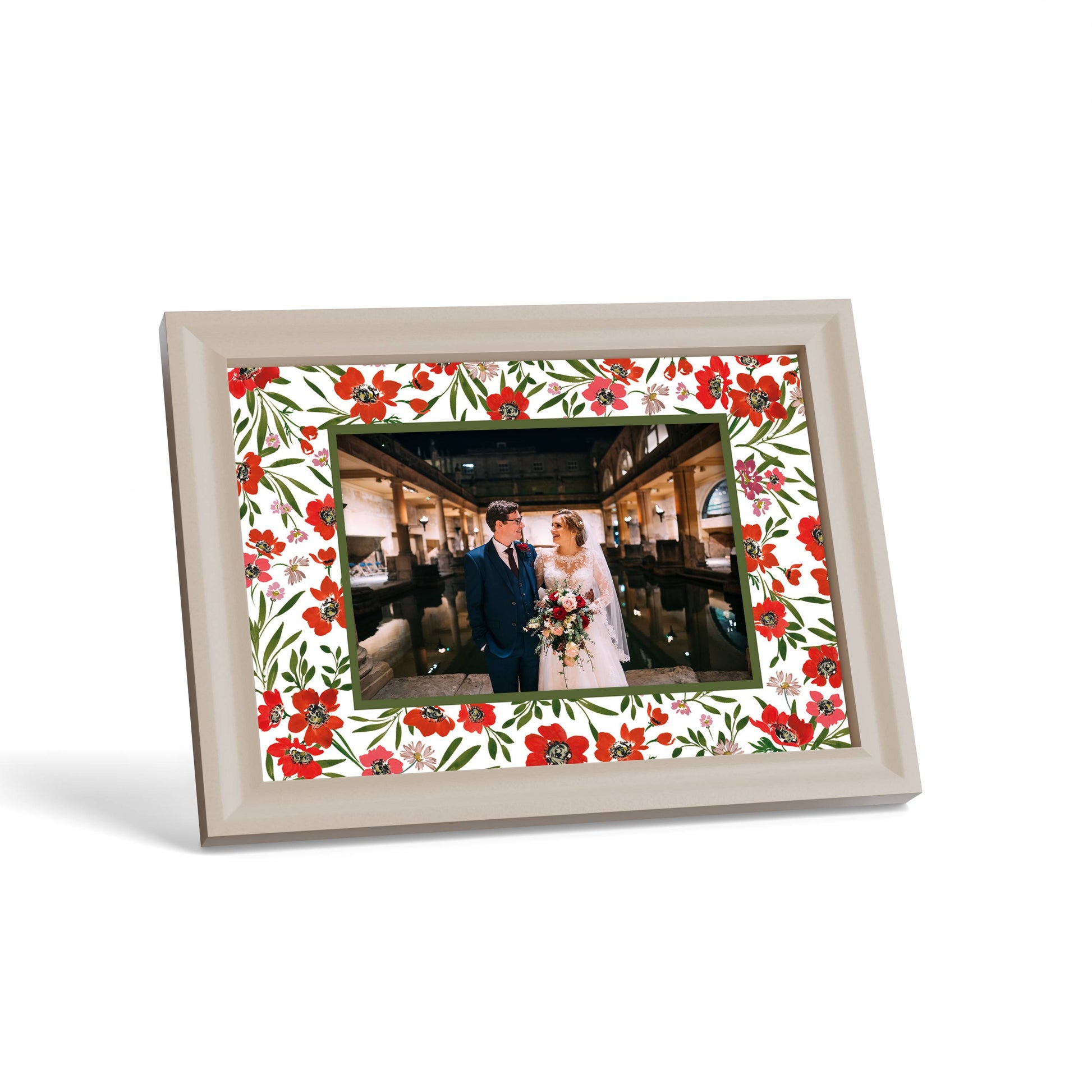 Scarlet Reverie Photo Mount - custom photo mat for framing - cream frame - surface leaning - Coeur et Maman
