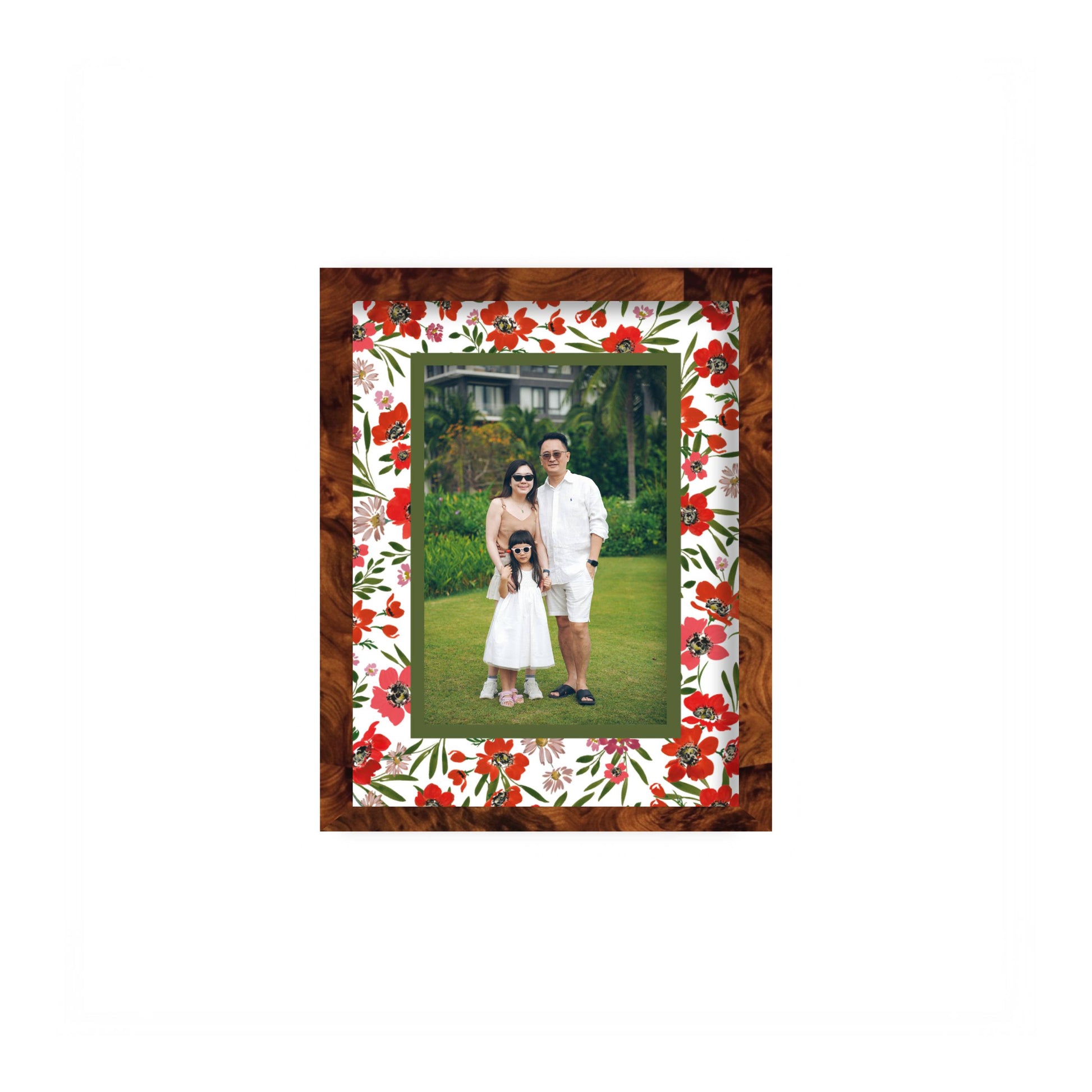 Scarlet Reverie Photo Mount - custom photo mat for framing -burlwood frame - wall hanging - Coeur et Maman