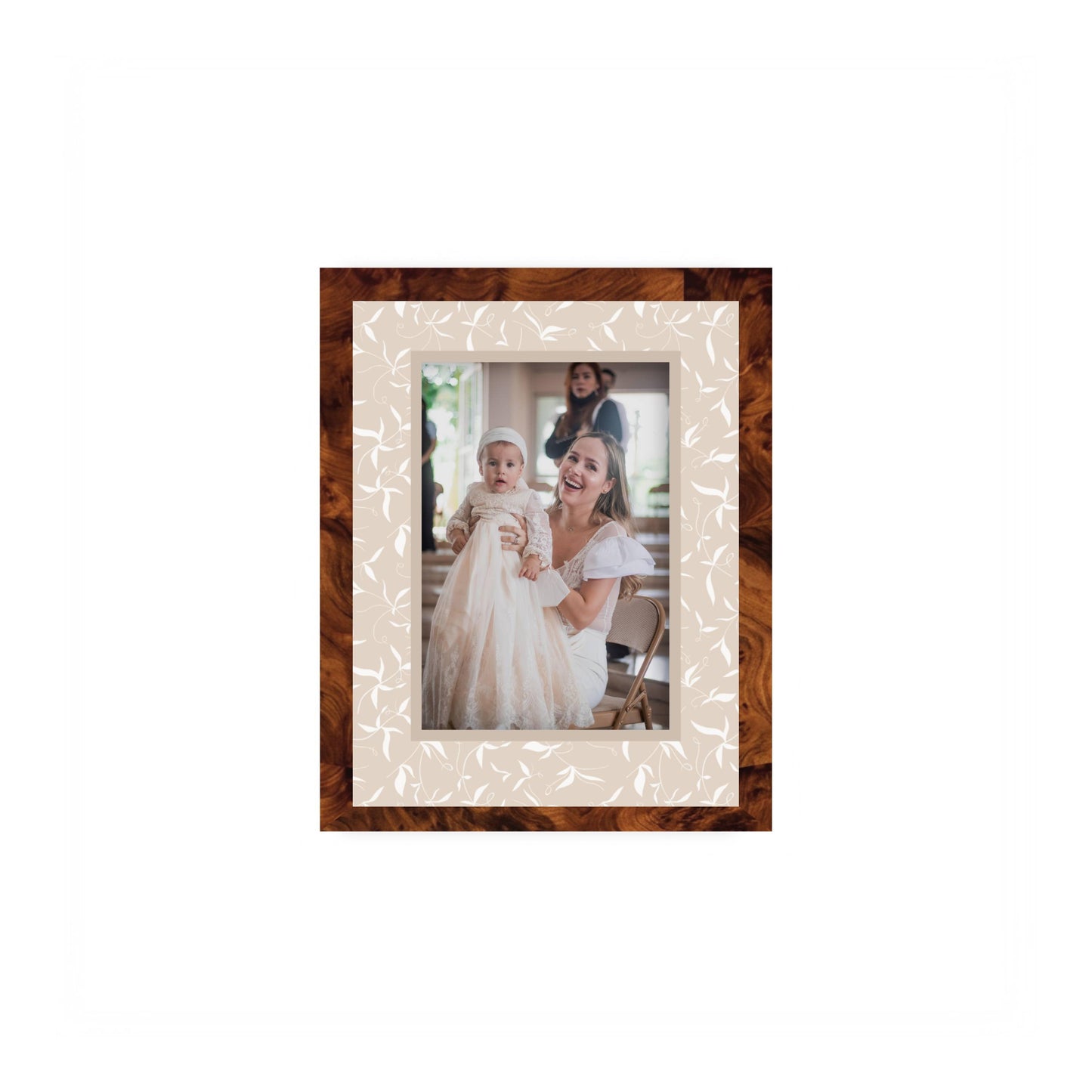 Botanical Photo Mount - custom photo mat for framing christening photos - modern christening gifts - burlwood frame - wall hanging - Coeur et Maman