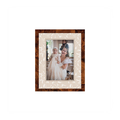 Botanical Photo Mount - custom photo mat for framing christening photos - modern christening gifts - burlwood frame - wall hanging - Coeur et Maman