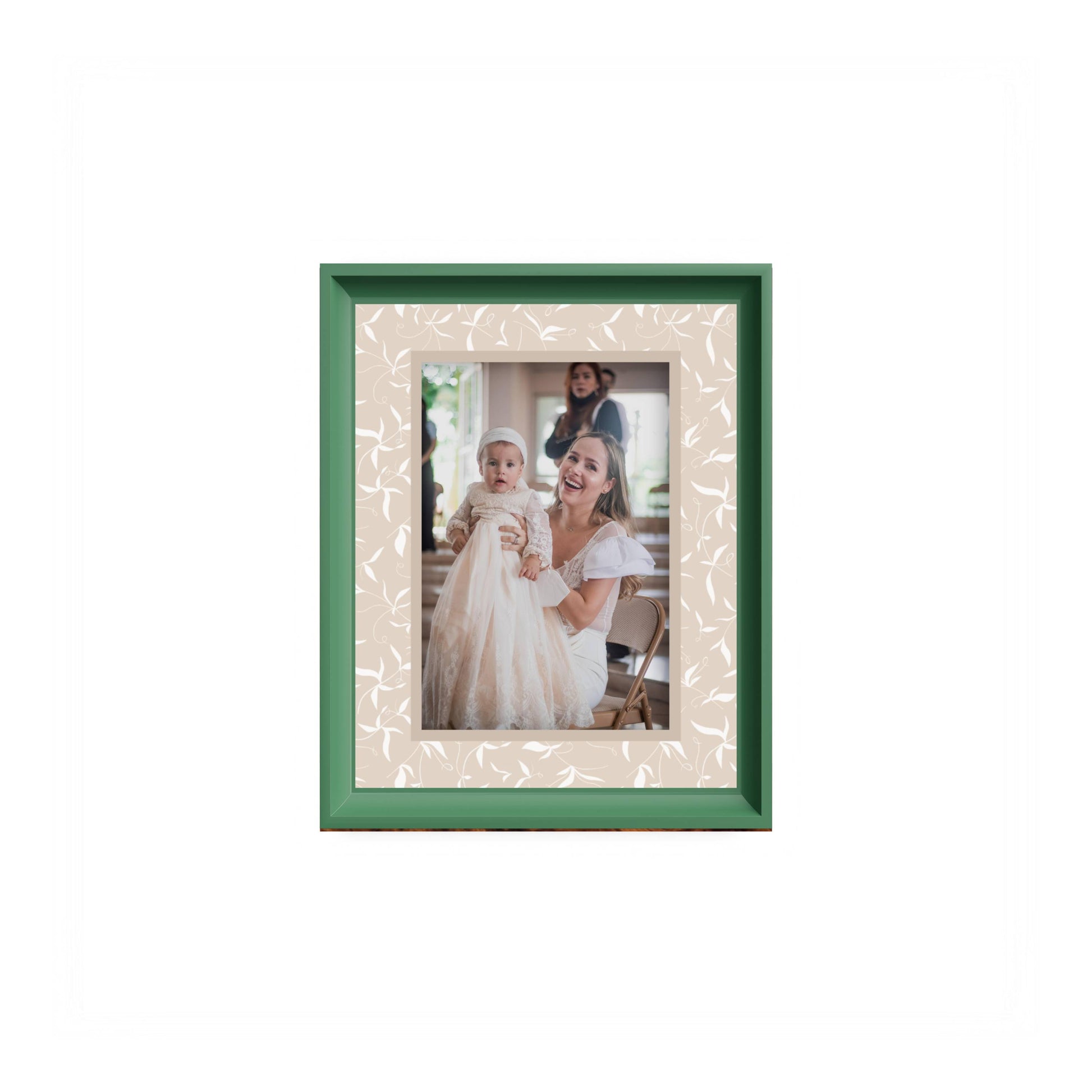 Botanical Photo Mount - mount for picture frame for christening photos -modern christenings gifts -green frame - wall hanging - Coeur et Maman