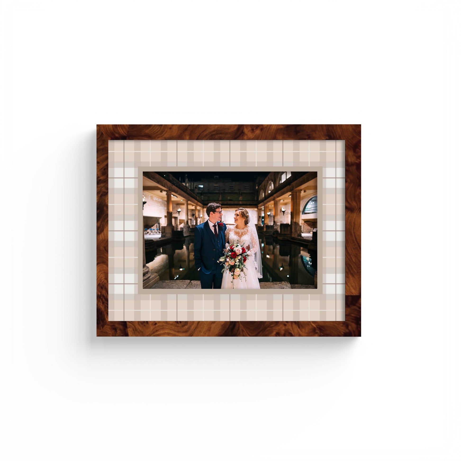 Campbell of Cawdor Tartan Photo Mount - custom photo mat for framing -burlwood frame - wall hanging - Coeur et Maman