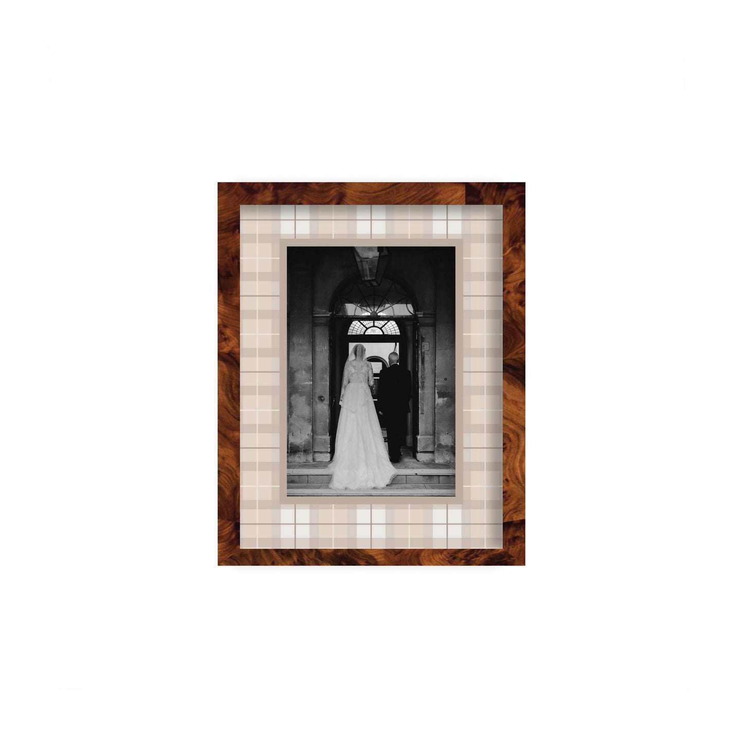 Campbell of Cawdor Tartan Photo Mount - custom photo mat for framing -burlwood frame - wall hanging - Coeur et Maman
