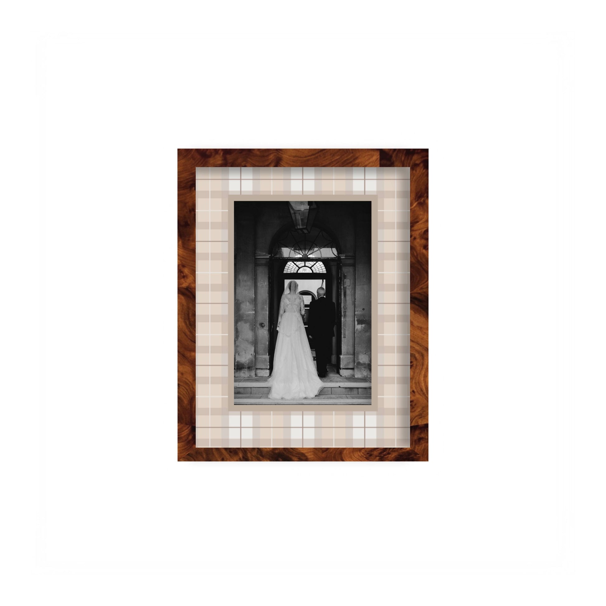 Campbell of Cawdor Tartan Photo Mount - custom photo mat for framing -burlwood frame - wall hanging - Coeur et Maman