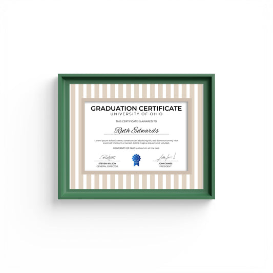 Medium Stripes Photo Mount - mount for picture frame for graduation certificates - green frame - wall hanging - Coeur et Maman