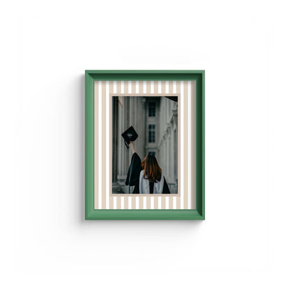 Medium Stripes Photo Mount - mount for picture frame for graduation certificates - green frame - wall hanging - Coeur et Maman
