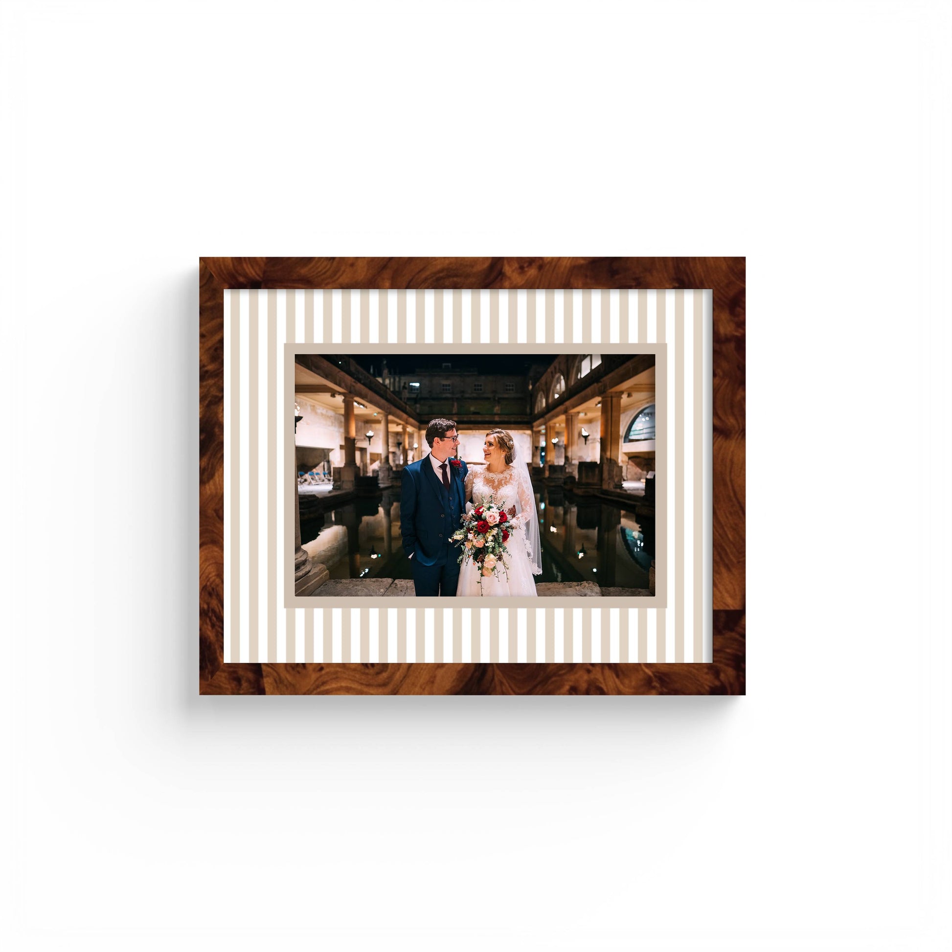 Small Stripes Photo Mount - custom photo mat for framing -burlwood frame - wall hanging - Coeur et Maman