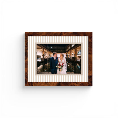 Small Stripes Photo Mount - custom photo mat for framing -burlwood frame - wall hanging - Coeur et Maman