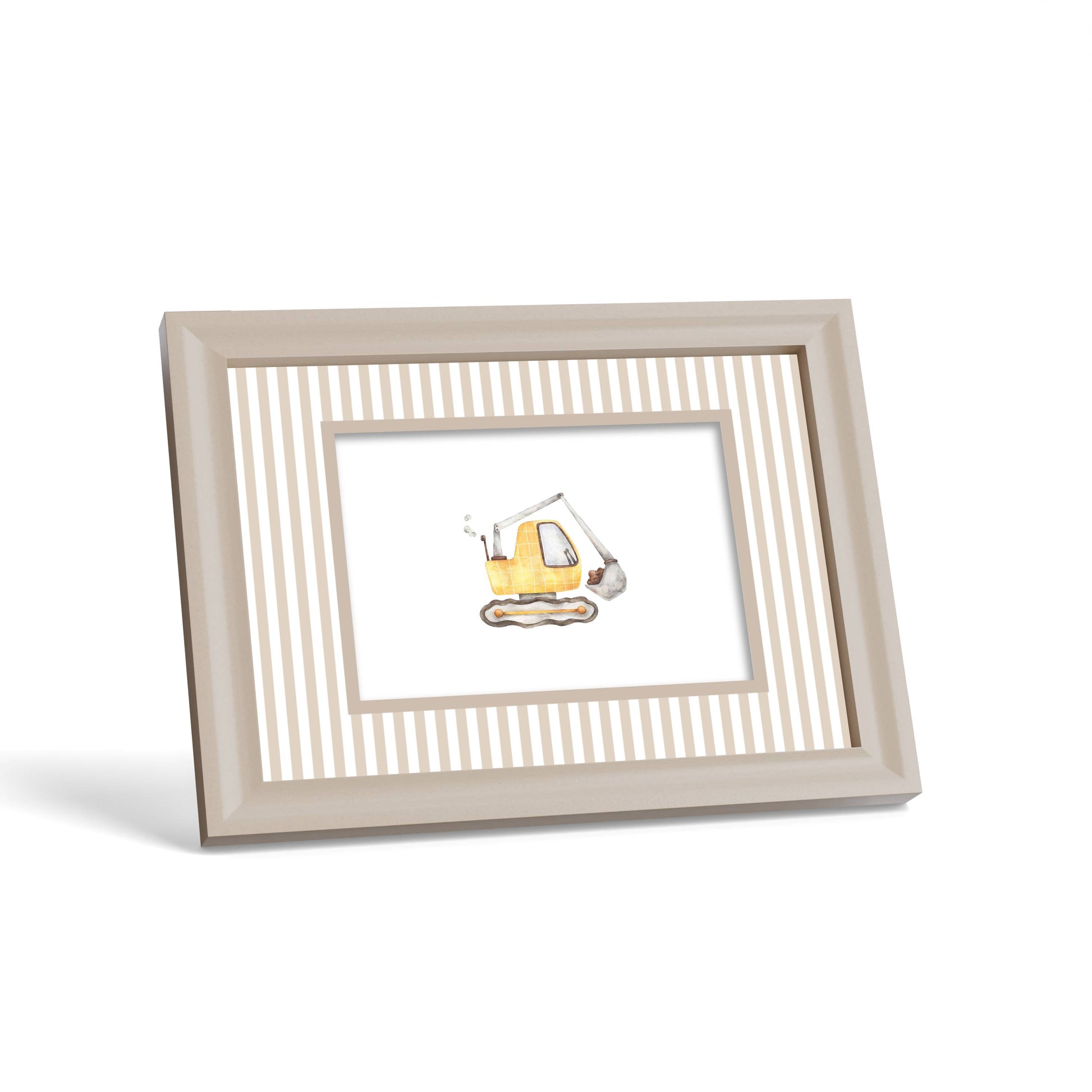 Small Stripes Photo Mount - custom photo mat for framing - cream frame - surface leaning - Coeur et Maman