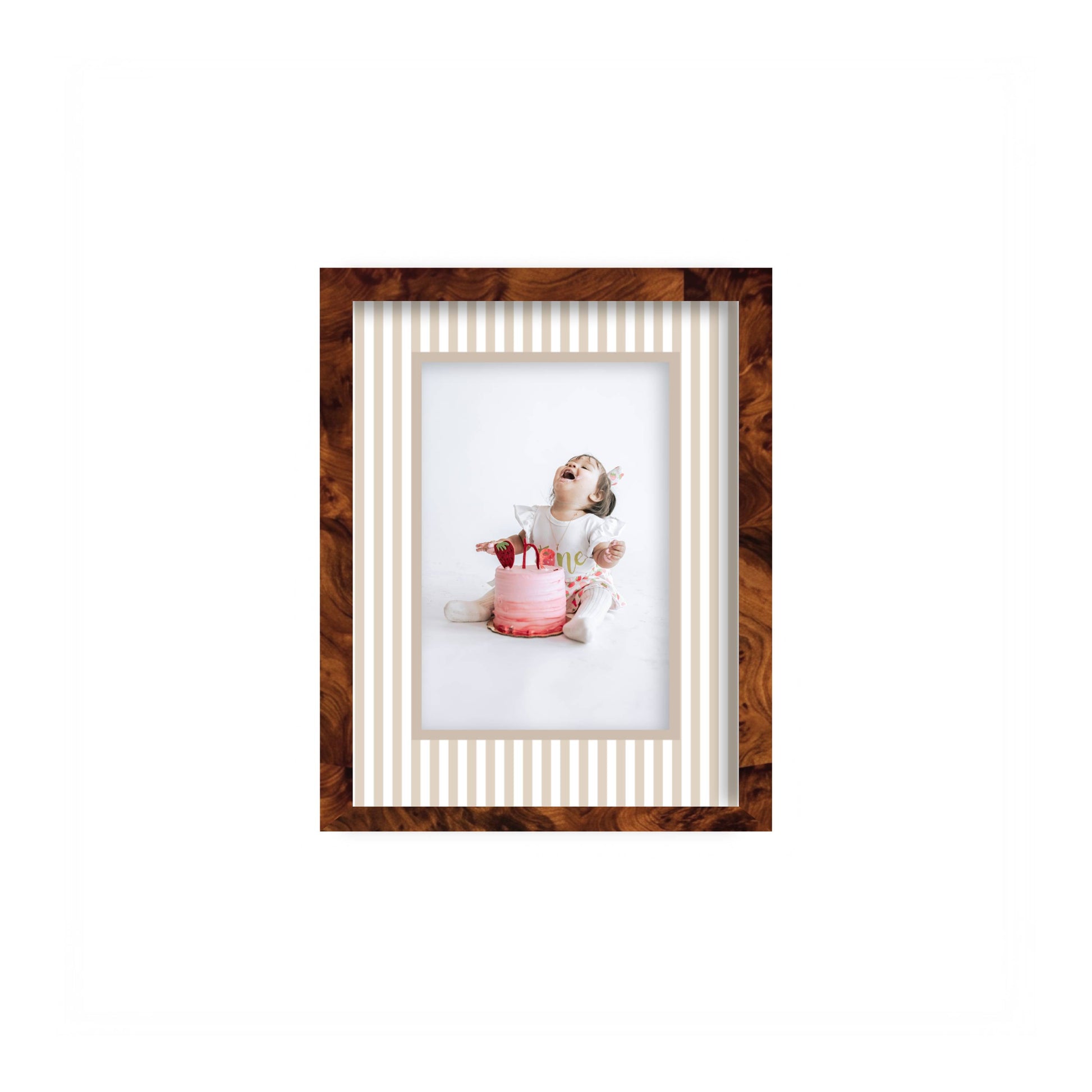 Small Stripes Photo Mount - custom photo mat for framing -burlwood frame - wall hanging - Coeur et Maman
