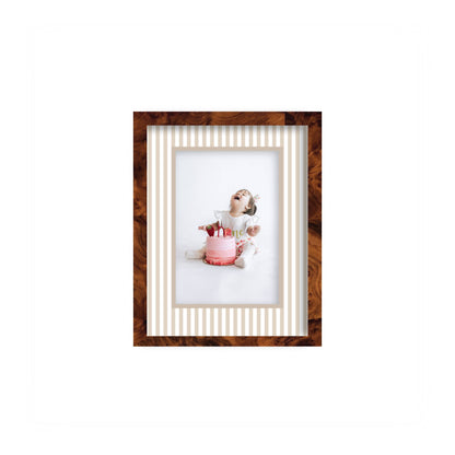 Small Stripes Photo Mount - custom photo mat for framing -burlwood frame - wall hanging - Coeur et Maman