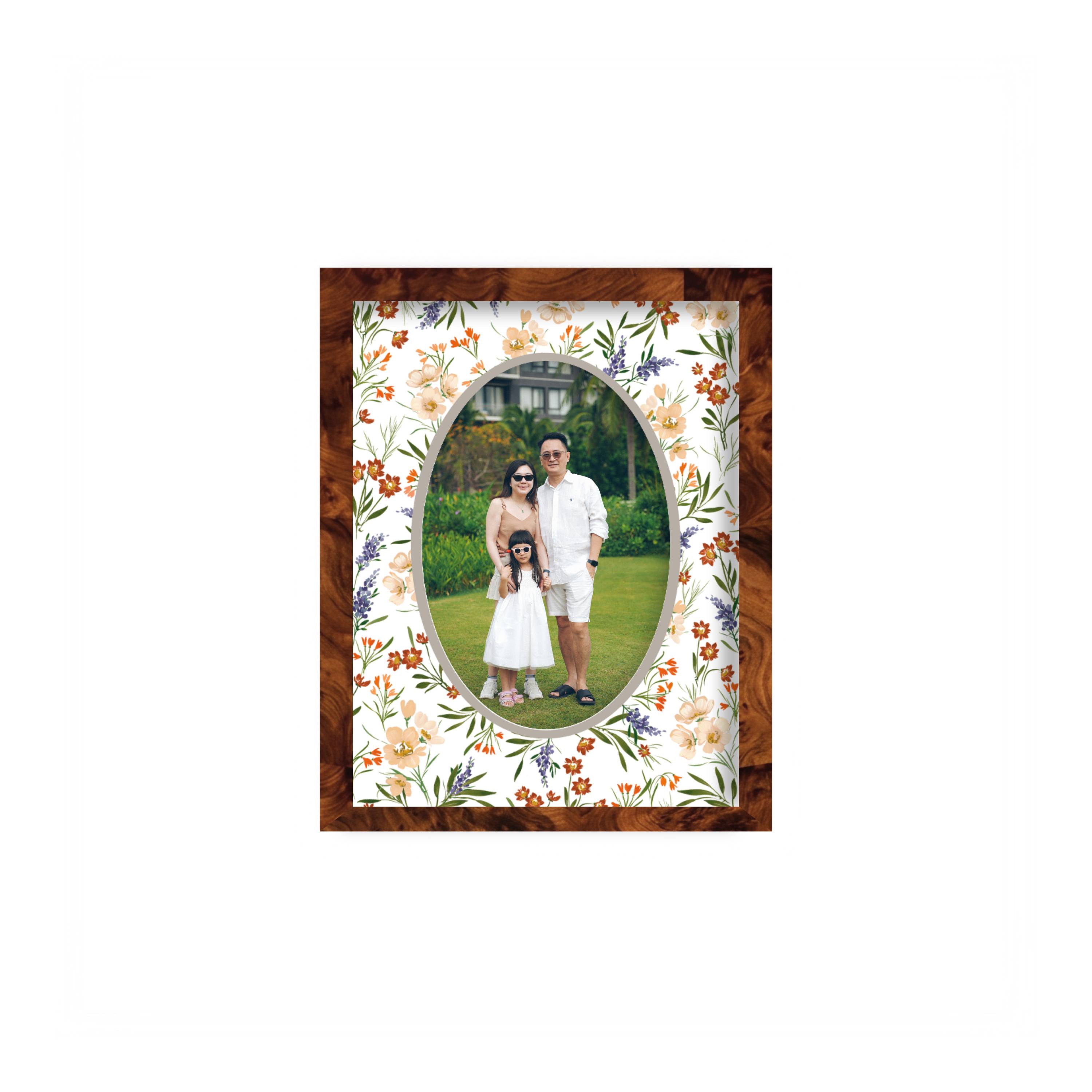 Oval Meadow Floral Patterned Photo Mount – Coeur et Maman