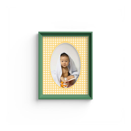 Gingham Photo Mount - mount for picture frame - green frame - wall hanging - Coeur et Maman