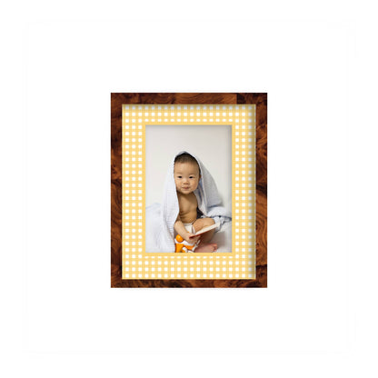 Gingham Photo Mount - custom photo mat for framing -burlwood frame - wall hanging - Coeur et Maman